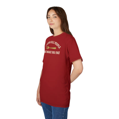 ''Forks Make You Fat", Unisex T-shirt (Skye Red)