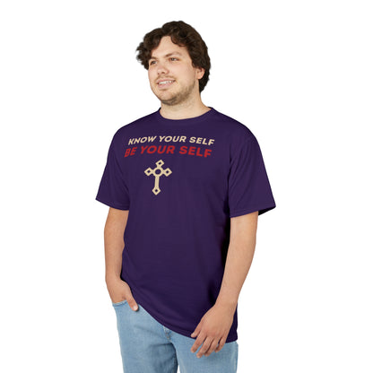 "Know Your Self", Unisex T-shirt (Russian Violet)