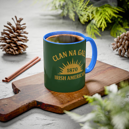 "Clan na Gael - Irish American", Colorful Mugs (11oz, 15oz) (Brithemain Green)