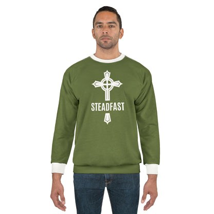 "Steadfast Cross", Unisex Sweatshirt (Kangaroo-Bush Green)