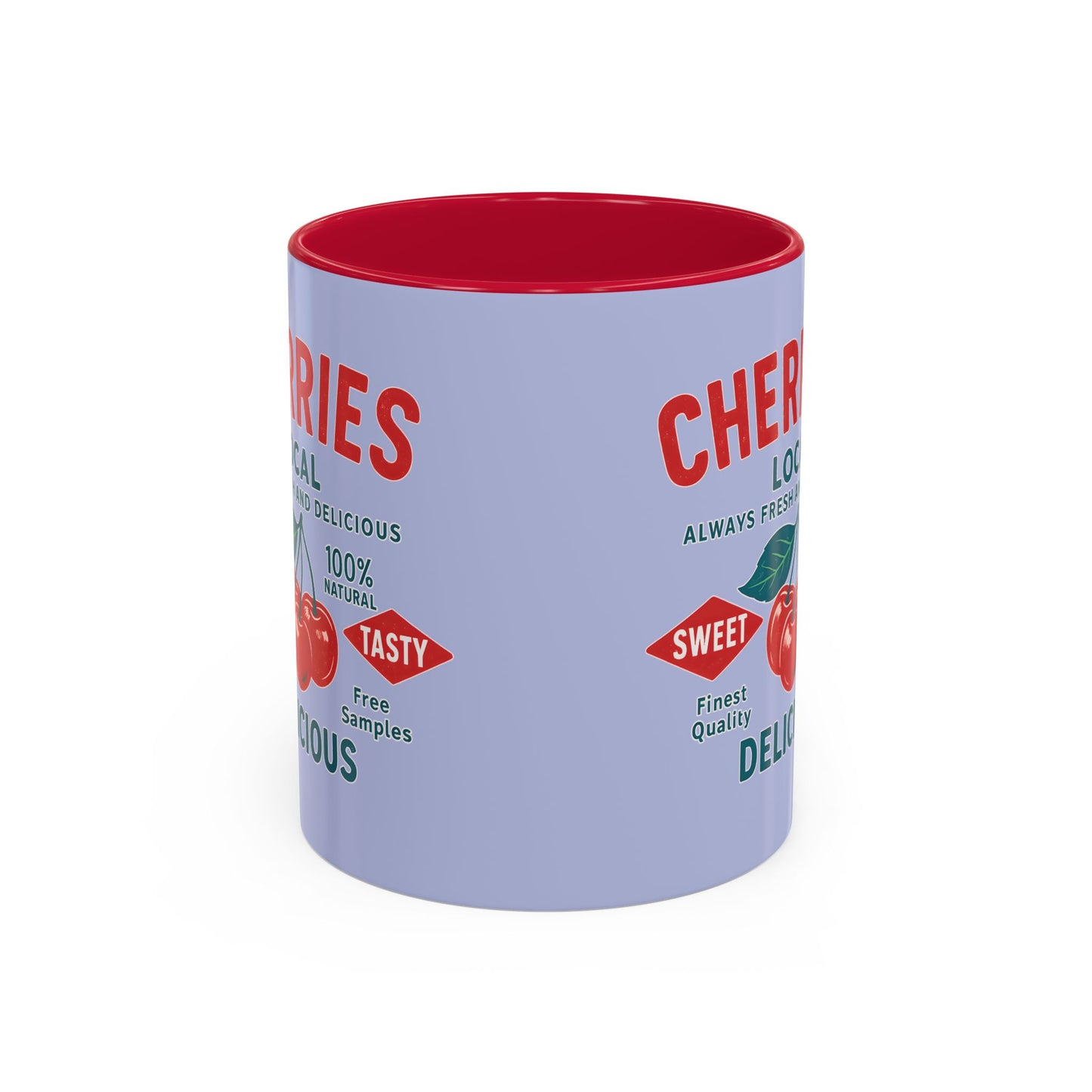 "Delicious Cherries", Colorful Mugs (11oz, 15oz) (Retro Periwinkle)