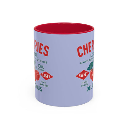"Delicious Cherries", Colorful Mugs (11oz, 15oz) (Retro Periwinkle)