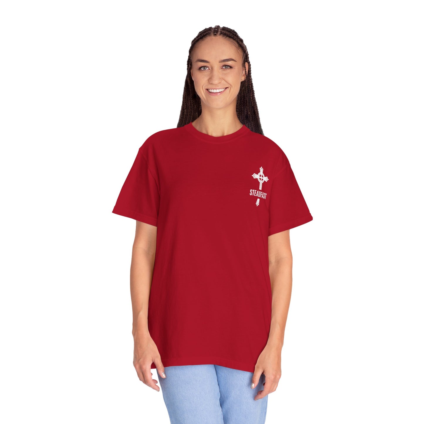"Steadfast Cross in White", Unisex T-shirt