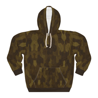 "Swamp Recon Camouflage", Unisex Wearable Art Pullover Hoodie (Swamp Brown Cuffs & Waist)