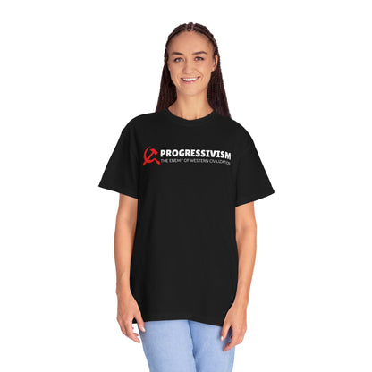 "Progressivism - Enemy of Western Civilization", Unisex T-shirt (Dark Colors)