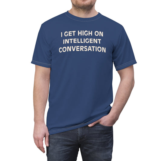 "Intelligent Conversation", Unisex T-shirt (Sailboat Blue)