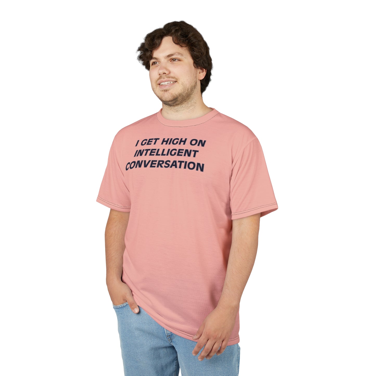 "Intelligent Conversation", Unisex T-shirt (Cherry Chip)