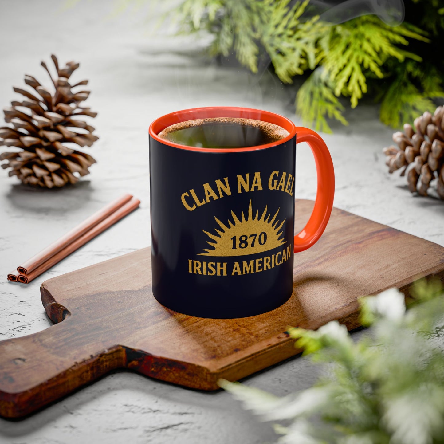 "Clan na Gael - Irish American", Colorful Mugs (11oz, 15oz) (Black Rock Blue)
