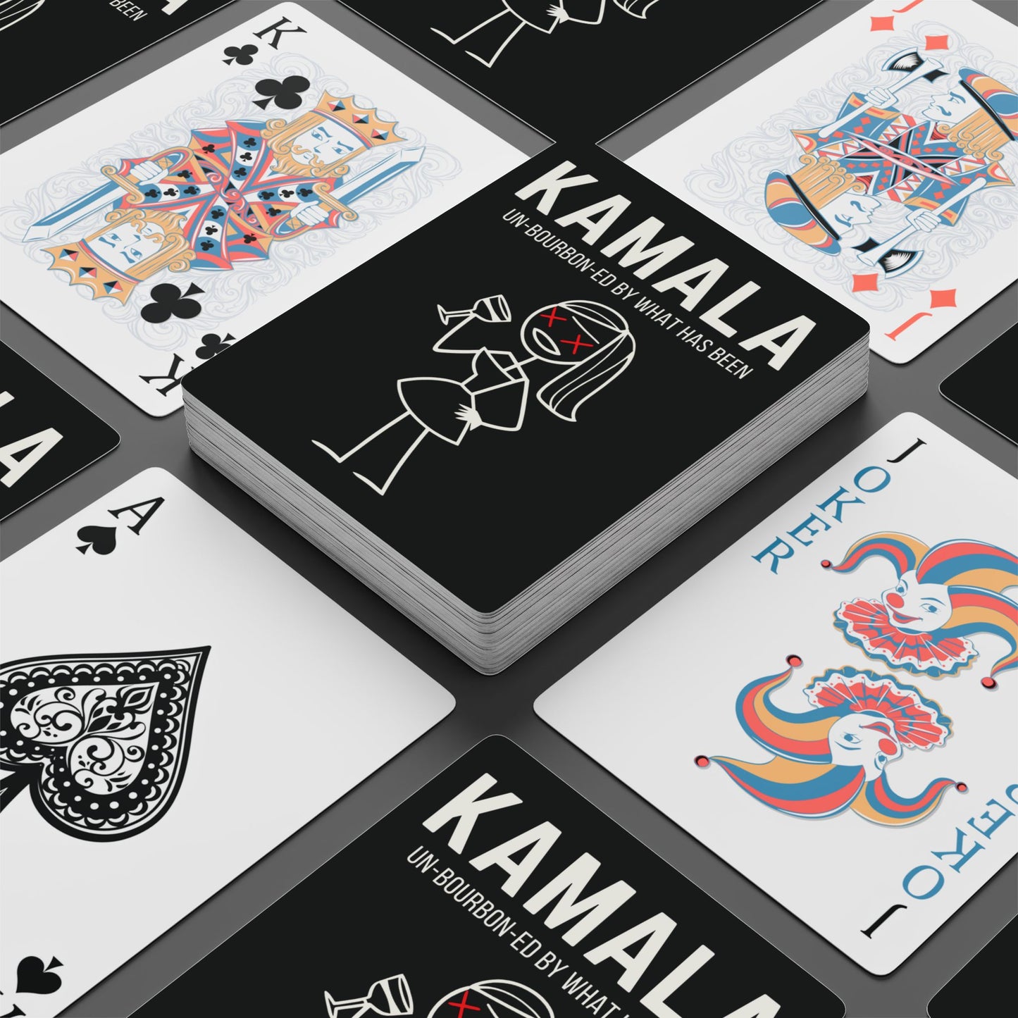 "KAMALA un-Bourbon-ed" #01 Poker Playing Cards (70's Black)