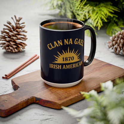 "Clan na Gael - Irish American", Colorful Mugs (11oz, 15oz) (Black Rock Blue)
