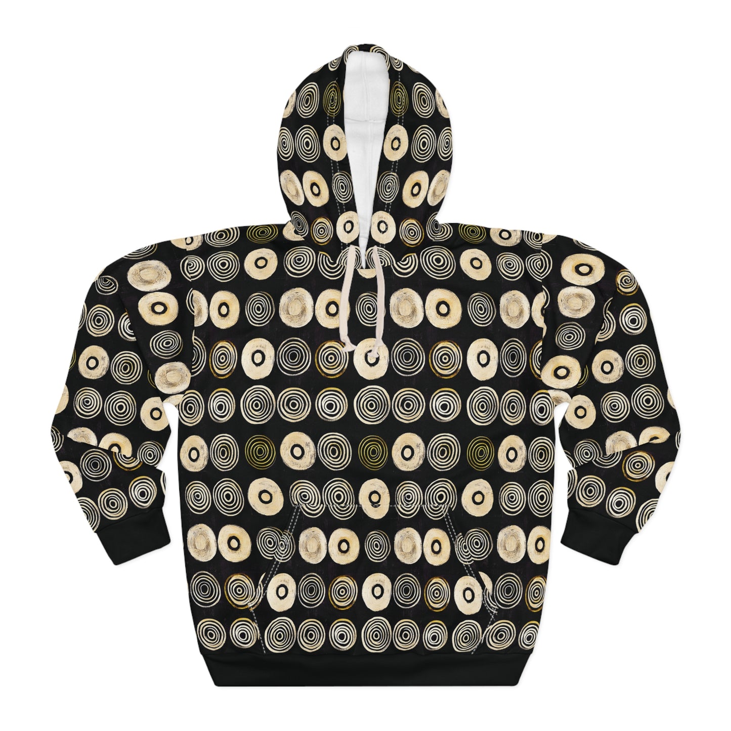 "Punk Polka", Unisex Wearable Art Pullover Hoodie (Plain Black Cuffs)