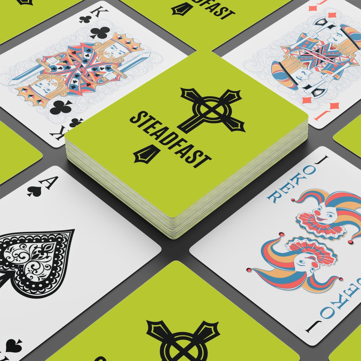 "Steadfast Cross", Christian Playing Cards (Pear Green)