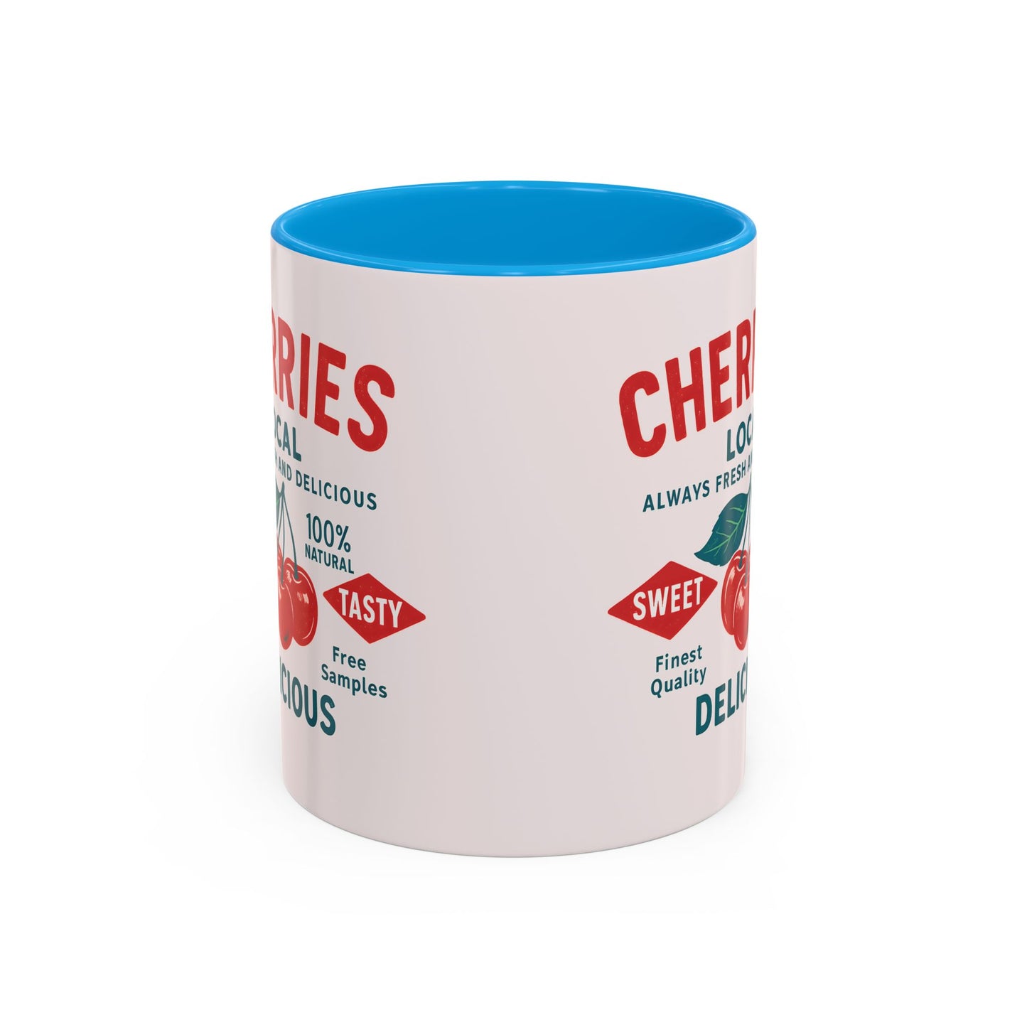 "Delicious Cherries", Colorful Mugs (11oz, 15oz) (Sea Salt Sherbet)