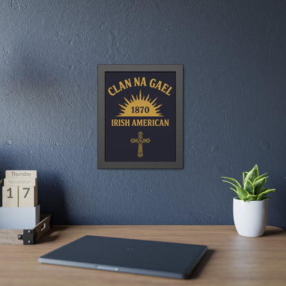 "Clan na Gael - Irish American", Framed Paper Poster (Black Rock Blue)