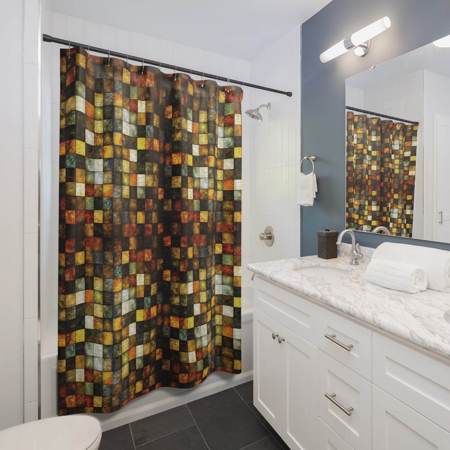 "Wood Block Pattern" #01, Shower Curtains
