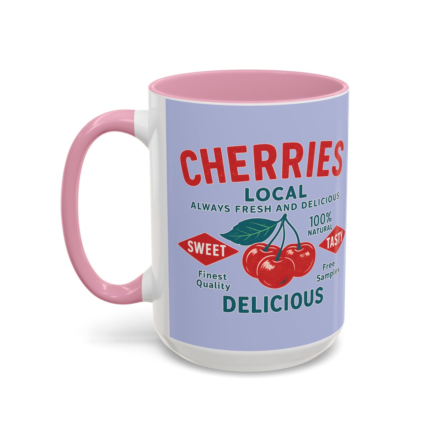 "Delicious Cherries", Colorful Mugs (11oz, 15oz) (Retro Periwinkle)