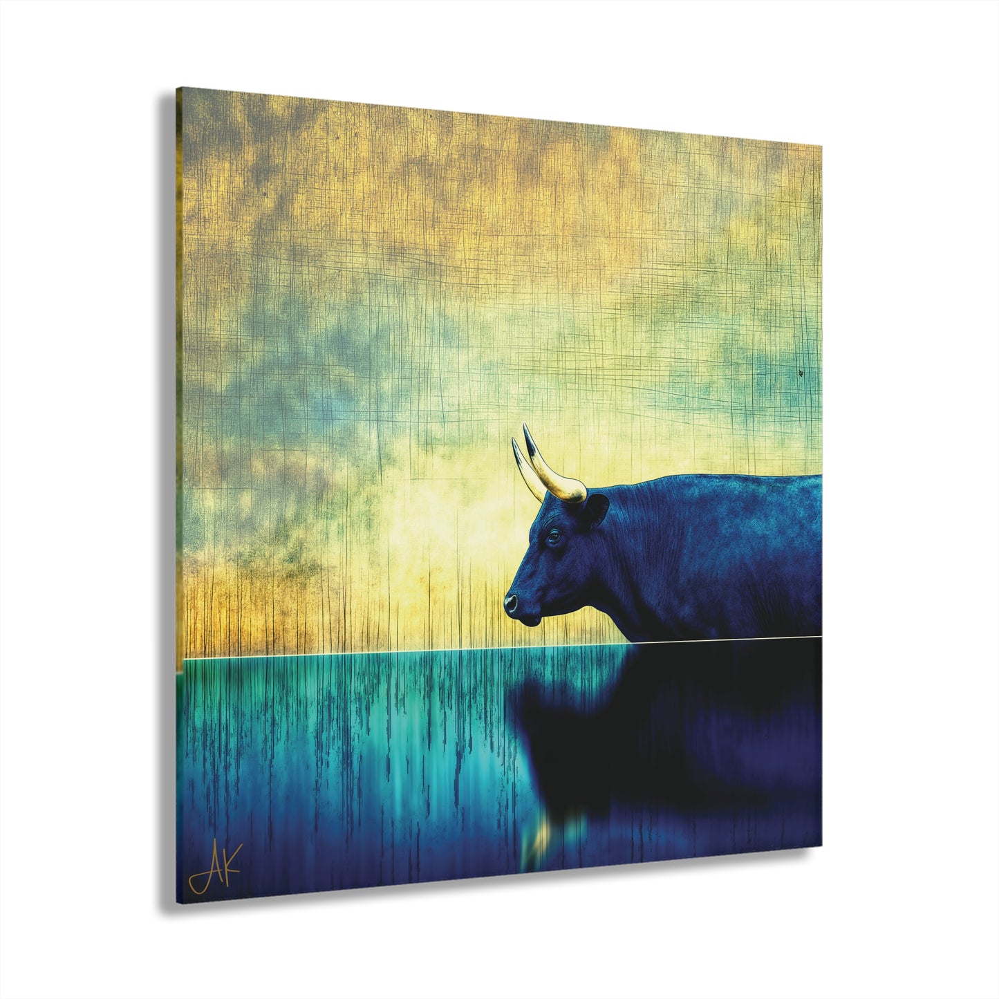 "Cattle Raid of Cooley", Fine Art Acrylic Wall Prints (French Cleat Hanging) (Blackstone Blue)