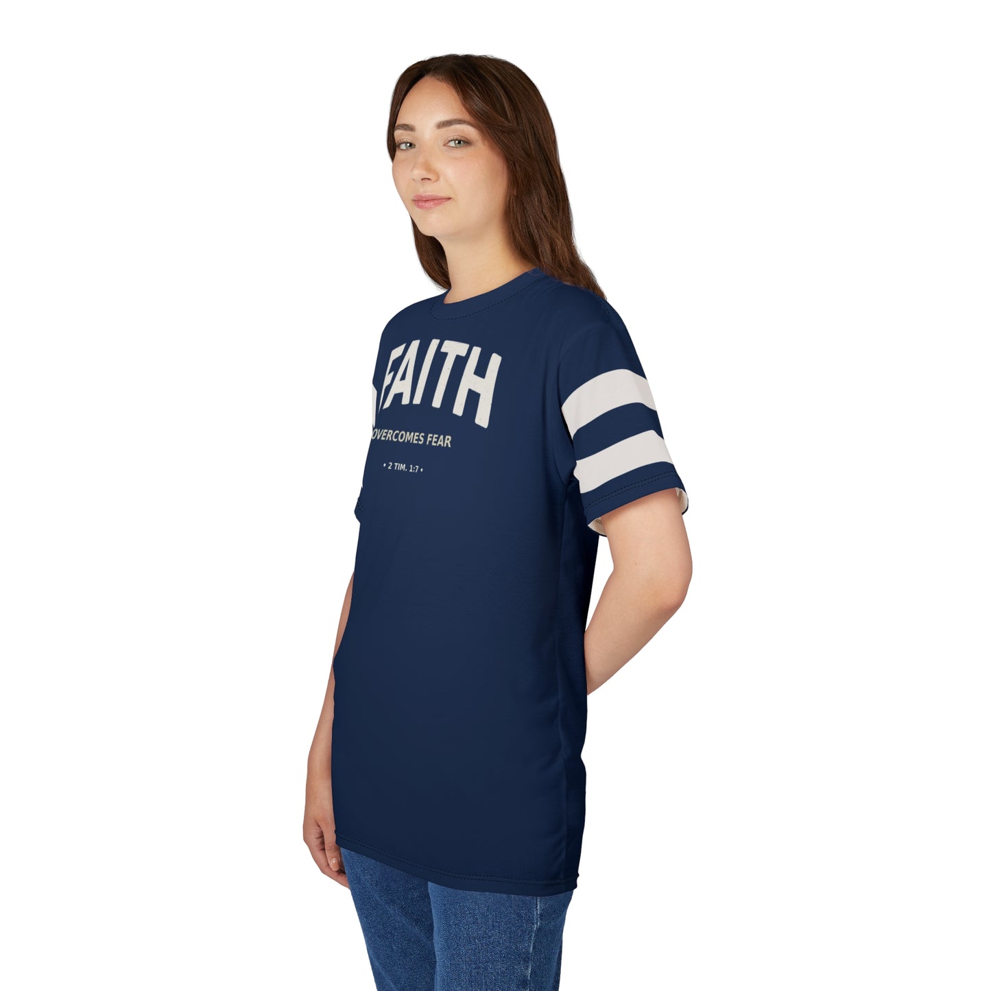 "Faith Overcomes Fear", Unisex Tee (Cambridge Blue)