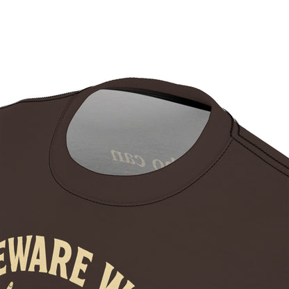 "Beware Woke - Voltaire", Wearable Art Unisex T-shirt (Skilandis Brown)