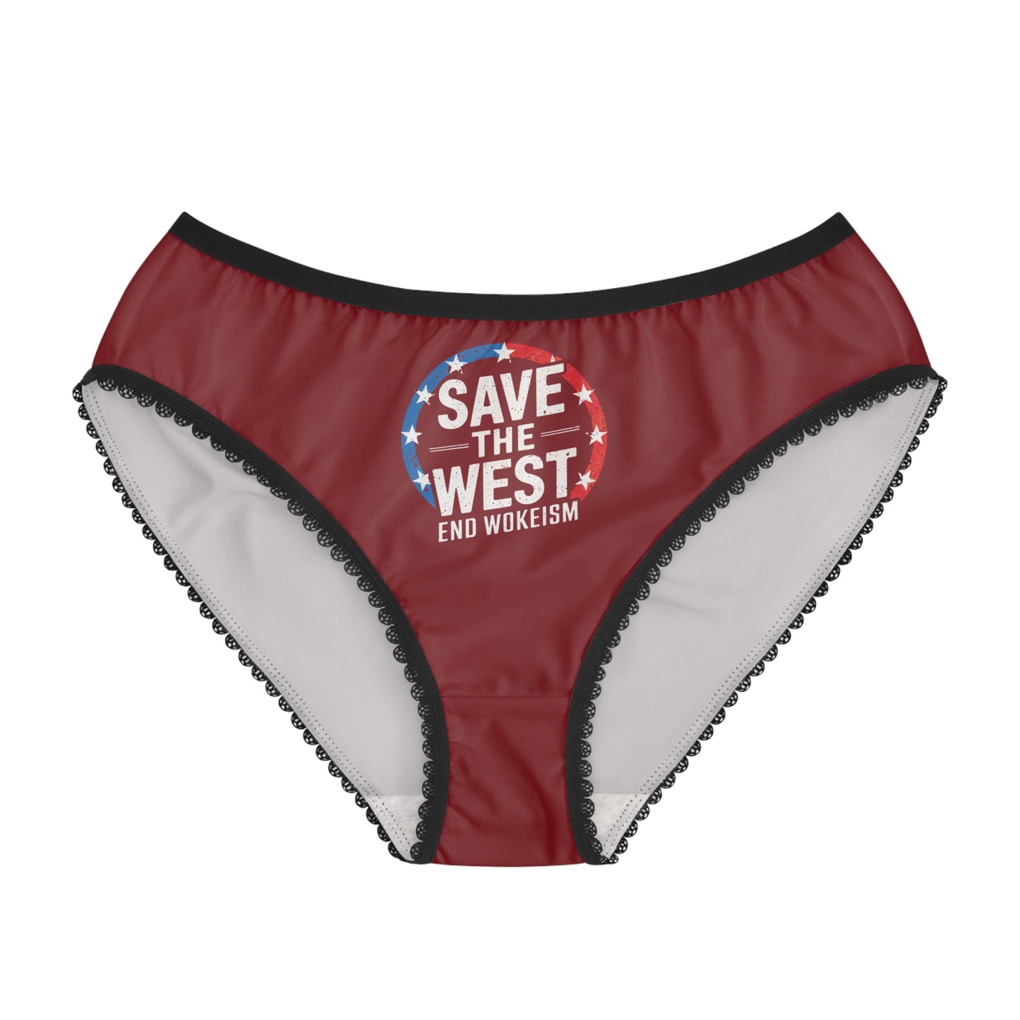 "Save the West - End Wokeism", Women's Briefs (Burgundy)