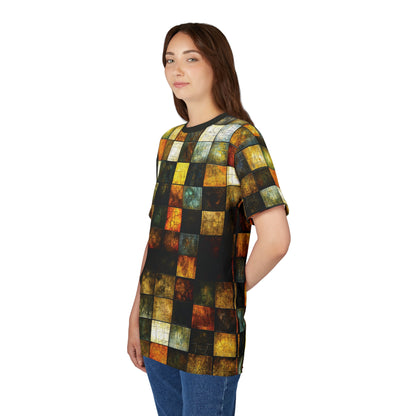 "Wood Block Pattern" #01, Fine Art Unisex T-Shirt (Mossblack Collar)