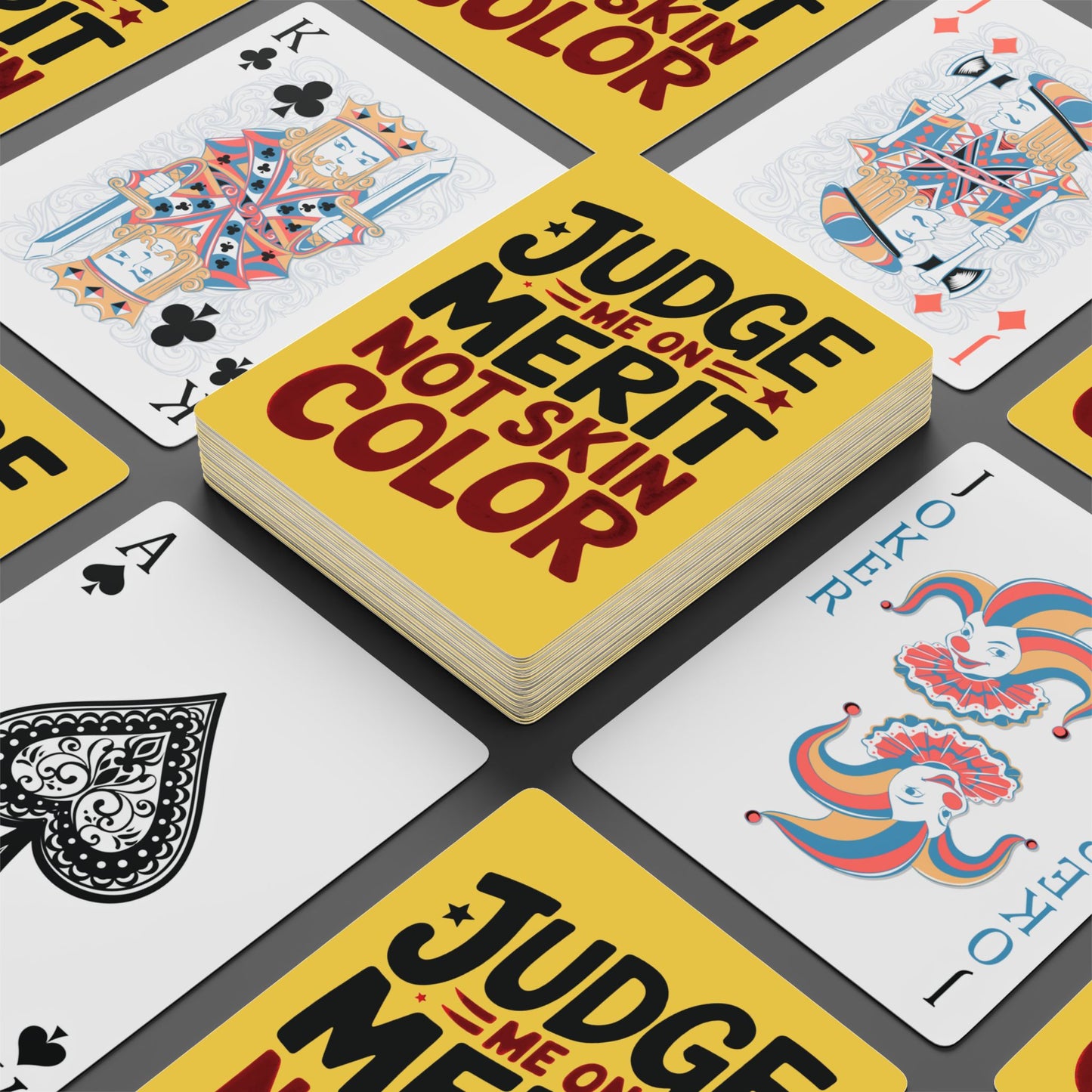"Judge Me on Merit not Skin Color", Cultural Playing Cards (Mustard Yellow)