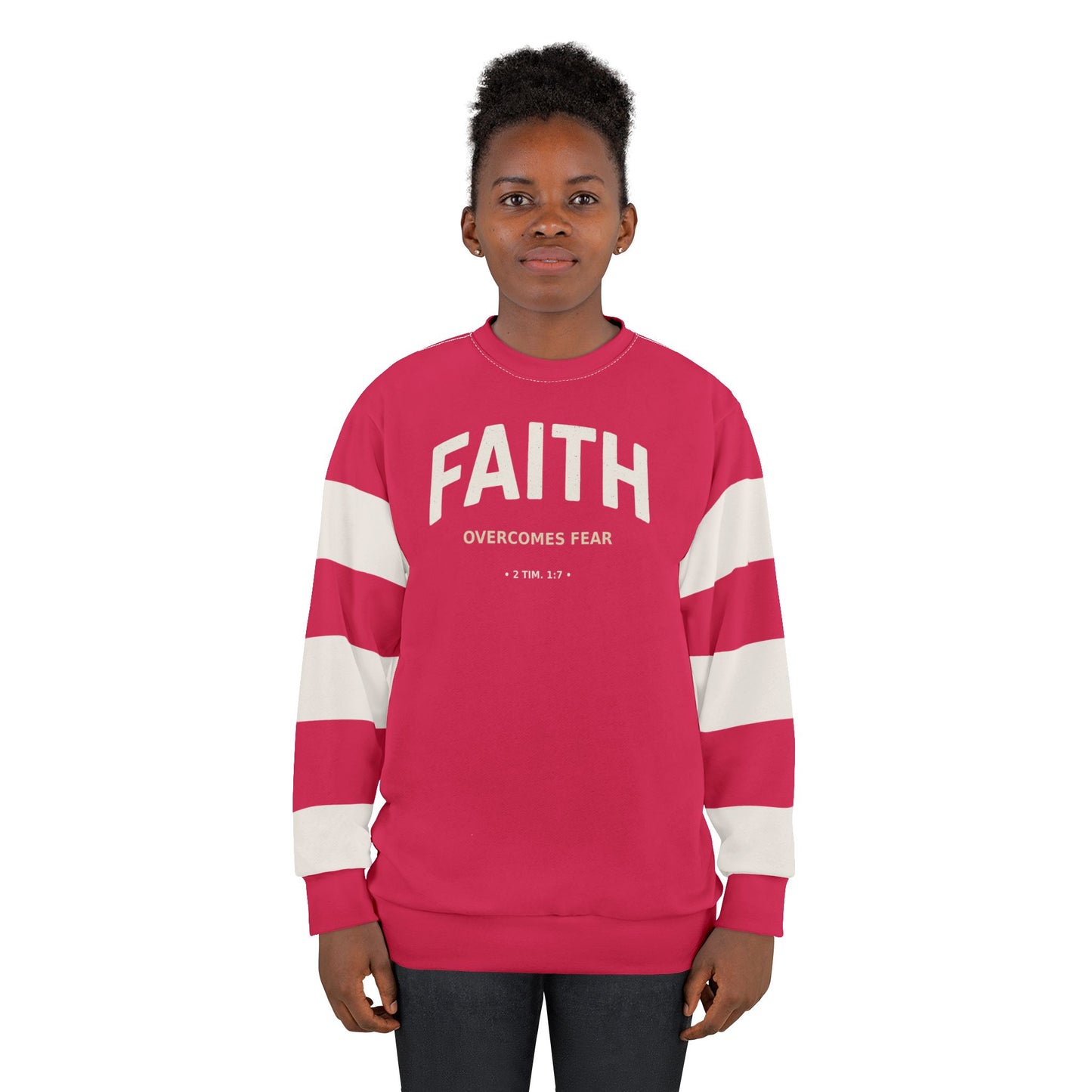 "Faith Overcomes Fear", Unisex Sweatshirt (Raspberry Red)