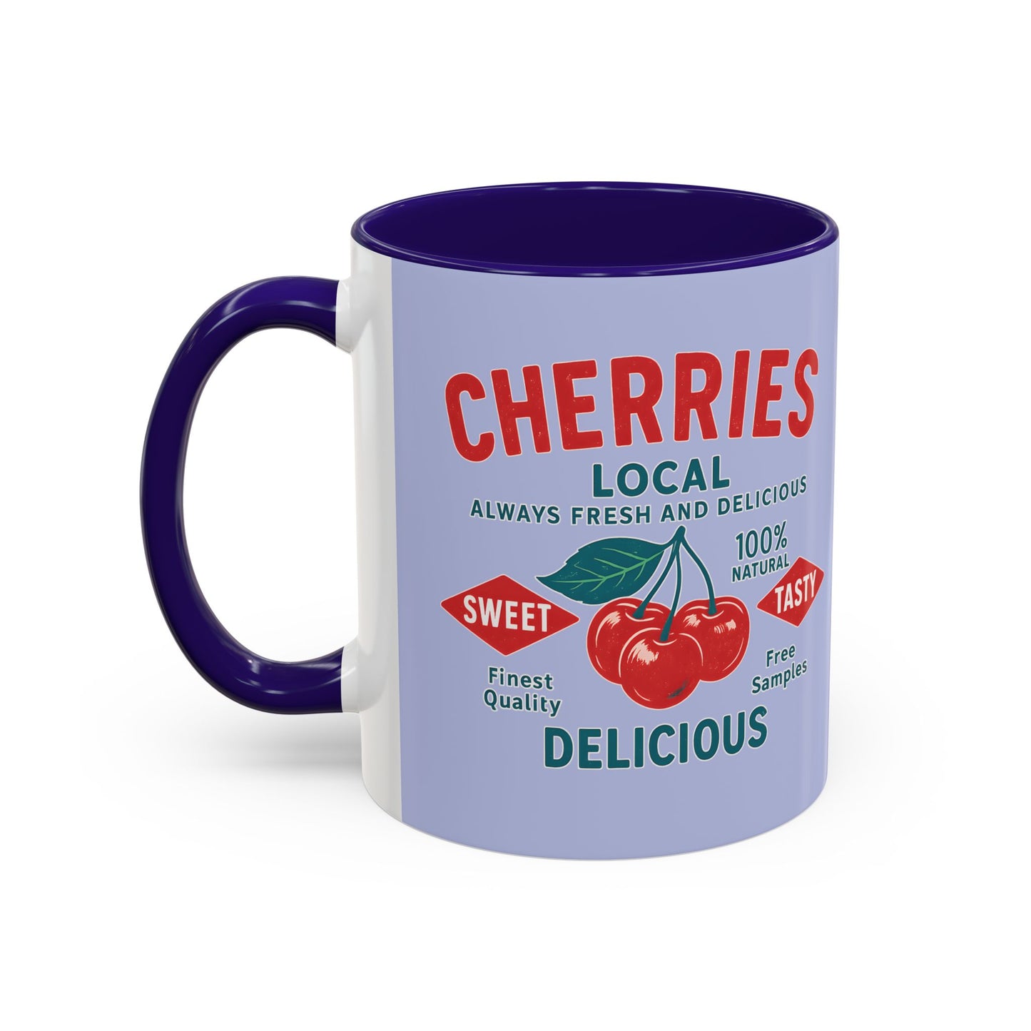 "Delicious Cherries", Colorful Mugs (11oz, 15oz) (Retro Periwinkle)