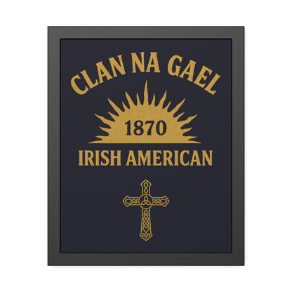 "Clan na Gael - Irish American", Framed Paper Poster (Black Rock Blue)