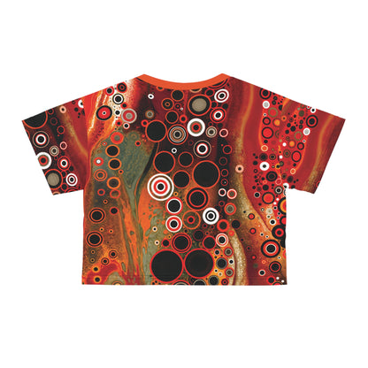 "Abstract #08", Wearable Fine Art Crop Tee (International Orange Collar)