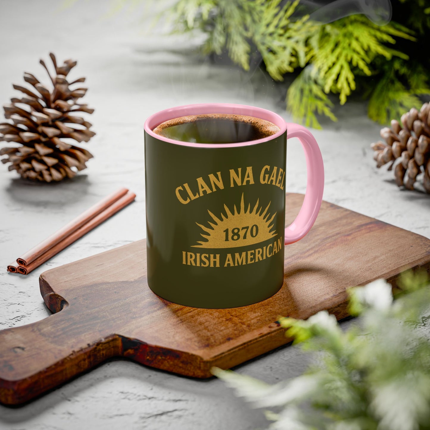 "Clan na Gael - Irish American", Colorful Mugs (11oz, 15oz) (Fianna Green)