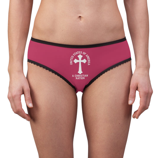 "USA - A Christian Nation" #04, Women's Briefs (Steel Pink)