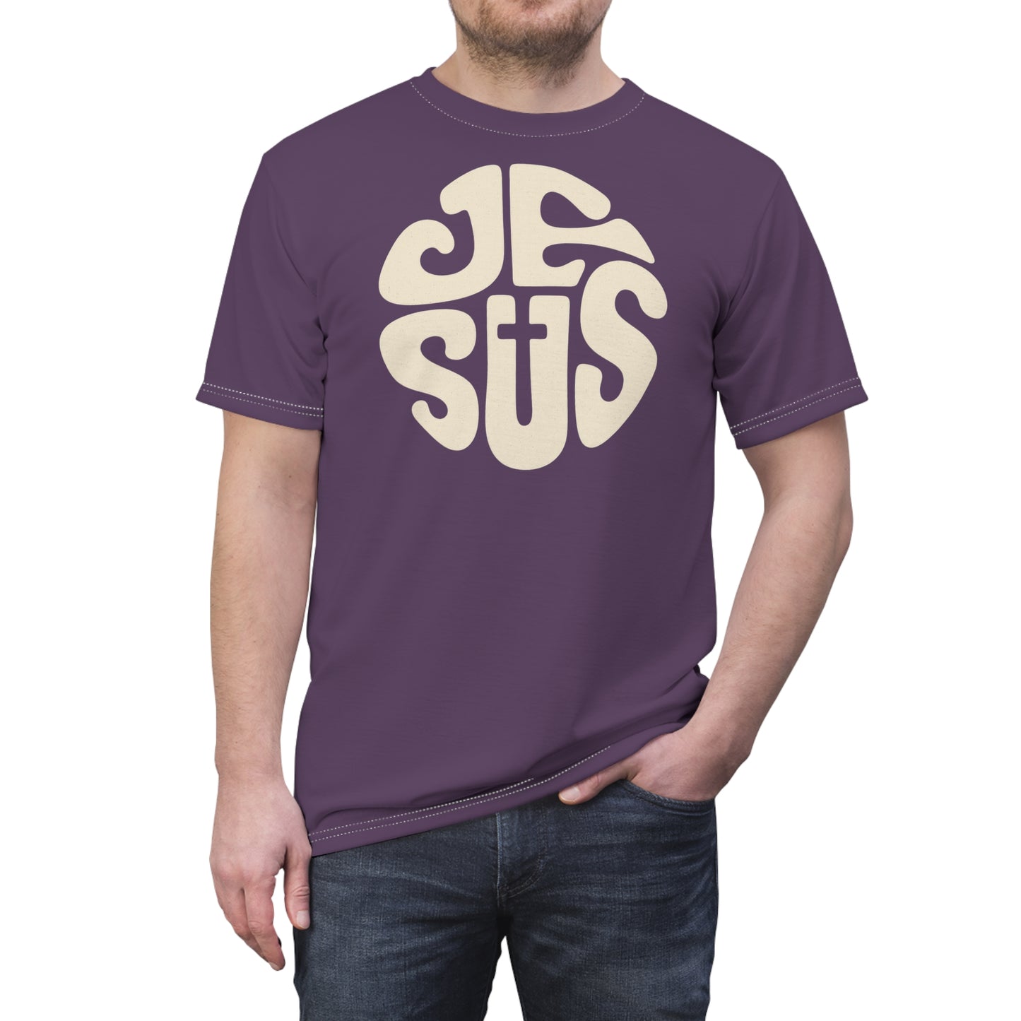 "Retro Jesus", Unisex T-shirt (Purple People Eater)