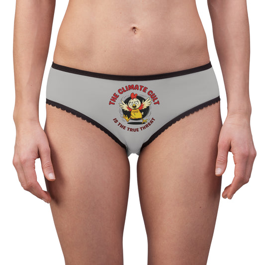 "The Climate Cult" (Chicken Little), Women's Briefs (Silver)