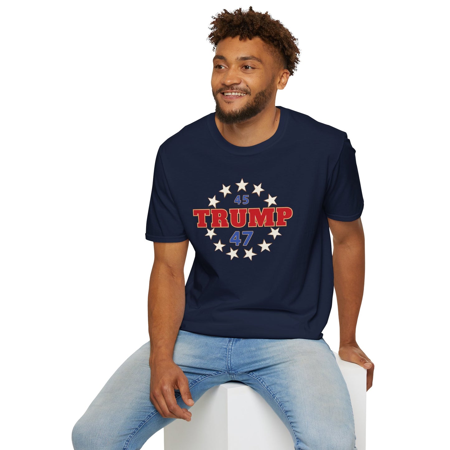 "Trump 45-47 Circle of Stars", Unisex Softstyle T-Shirt