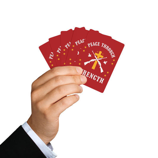 "Peace Through Strength" #01, Political Playing Cards (Blood Red)