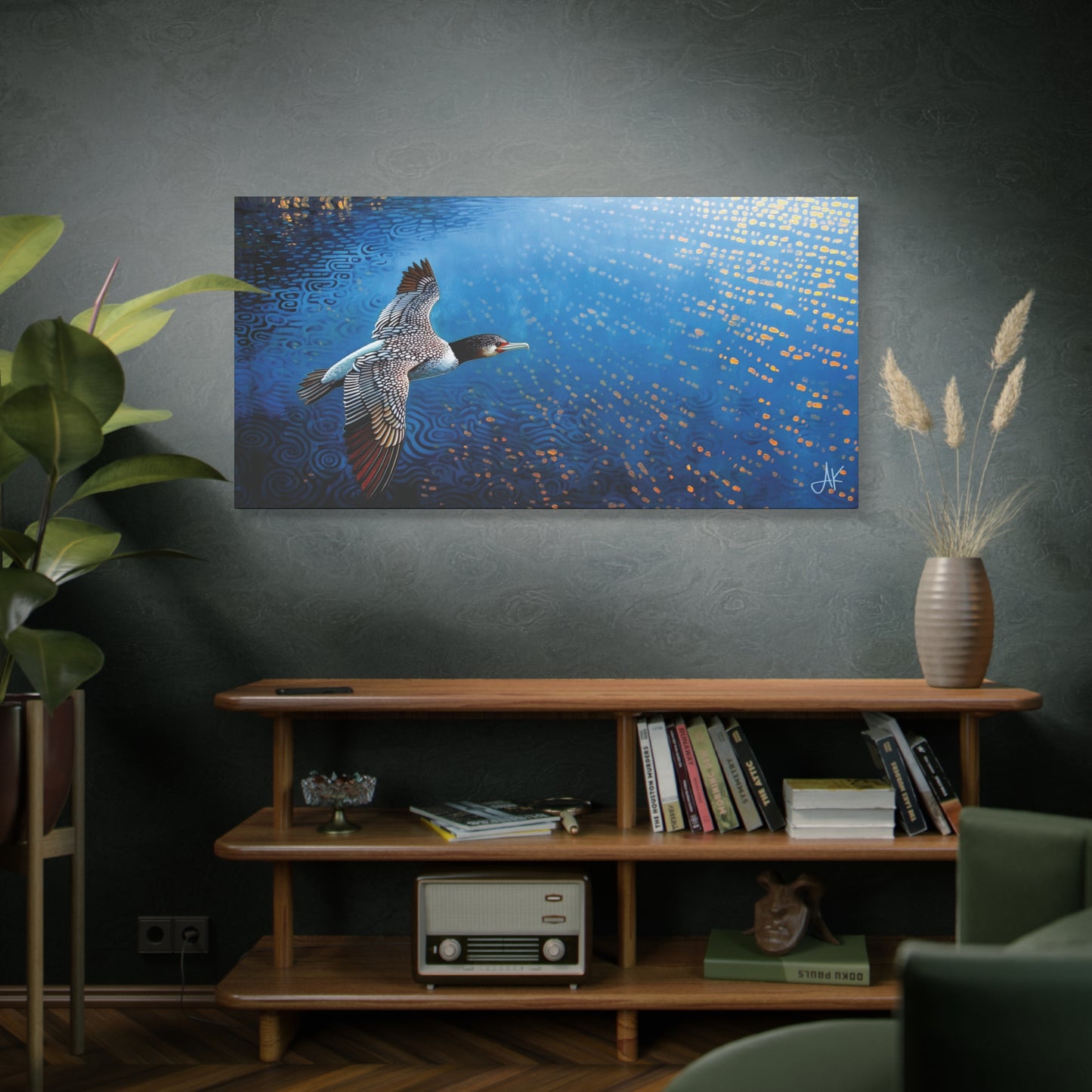 "Sky Kin III – Gannet Above the Tidal Script", Fine Art Matte Canvas, Stretched, 1.25"