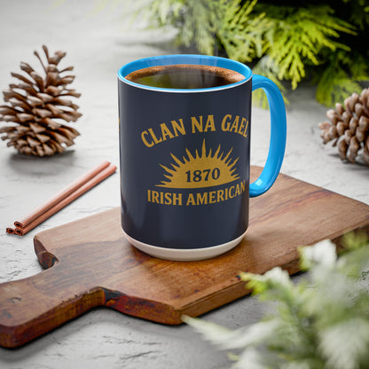 "Clan na Gael - Irish American", Colorful Mugs (11oz, 15oz) (Blue Burka Grey)
