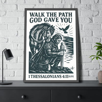 "1 Thessalonians 4:11 (KJV)", Framed Paper Poster (Porcelain White)