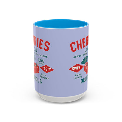 "Delicious Cherries", Colorful Mugs (11oz, 15oz) (Retro Periwinkle)