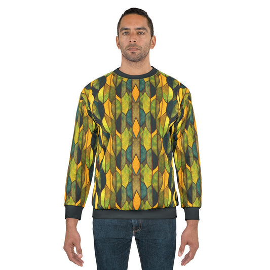 "Inner Grove", Unisex Sweatshirt (Eucalyptus Green Collar, Cuffs & Waistband)