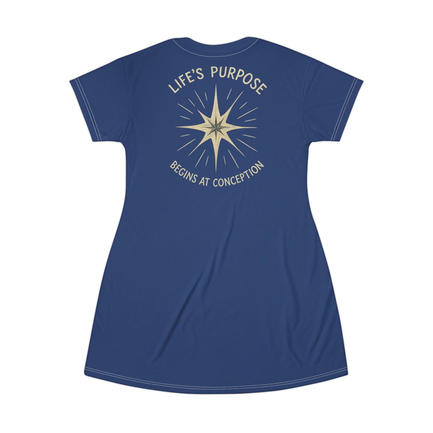 "Life's Purpose Begins at Conception #02", T-Shirt Dress (Mermaid Blues)