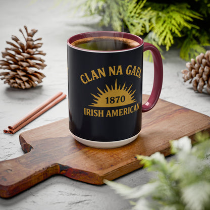 "Clan na Gael - Irish American", Colorful Mugs (11oz, 15oz) (Black Denim)