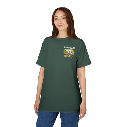 "Bring Back The Biff", Unisex T-shirt (Old Growth Green)