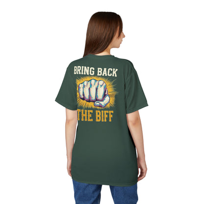 "Bring Back The Biff", Unisex T-shirt (Old Growth Green)