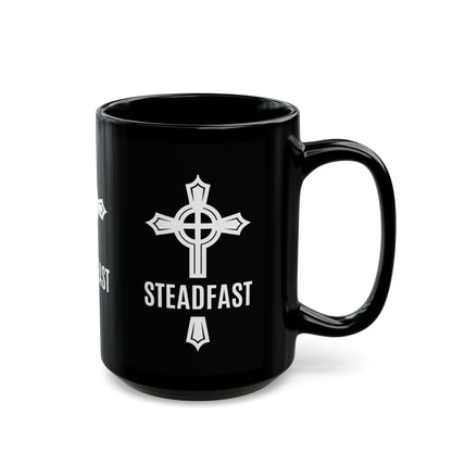 "Steadfast Cross", Black Mug (11oz & 15oz)