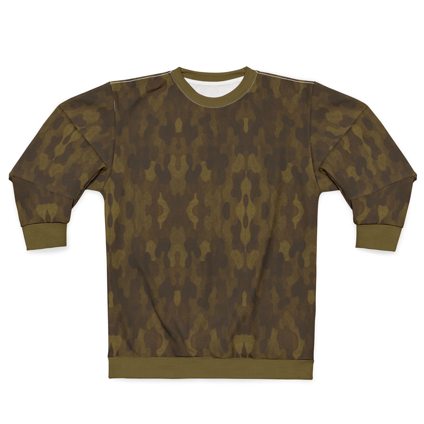 "Swamp Recon Camouflage", Unisex Sweatshirt (Bogbrush Olive Cuffs and Collar)