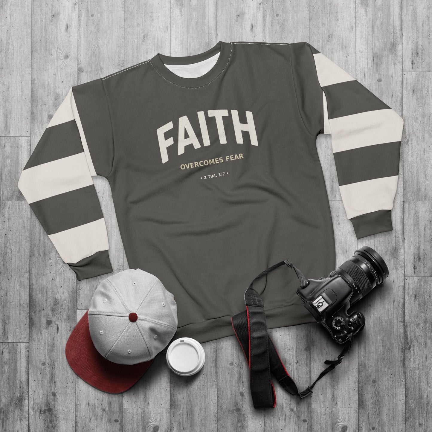 "Faith Overcomes Fear", Unisex Sweatshirt (Panzer Grey)