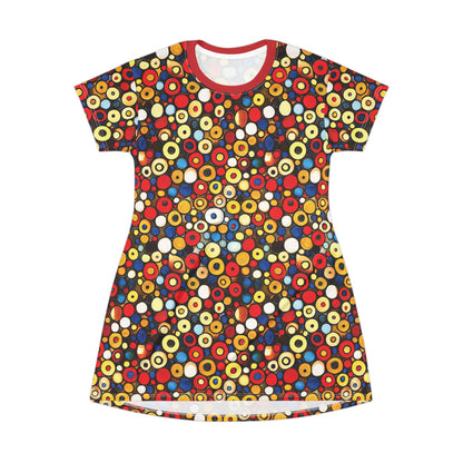 "Bits and Bobs", T-Shirt Dress (Flame Scarlet Collar)