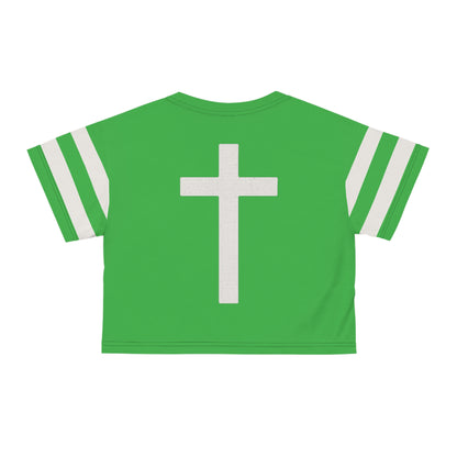 "Faith Overcomes Fear", Crop Tee (Lime Green)